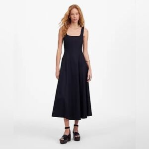 MADEWELL‎ Seamed Squareneck Jet Black Midi Dress Womens Size 00